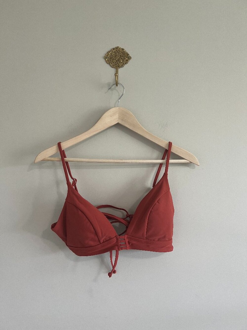No Boundaries Rusty Brick Strappy Bikini Top L (11-13) NWT Triangle Swim